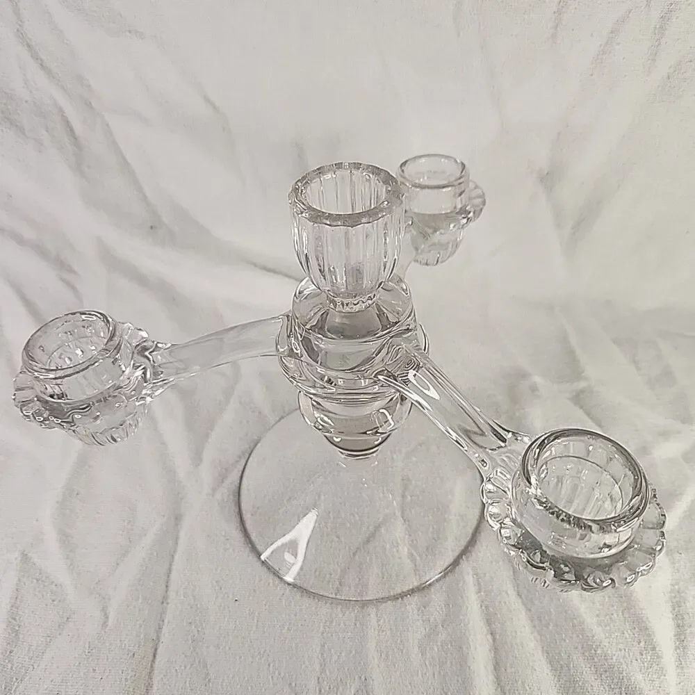 Candelabra Crystal 3 Arm CANDLE HOLDER Holiday CENTERPIECE 2 Pcs No Candles